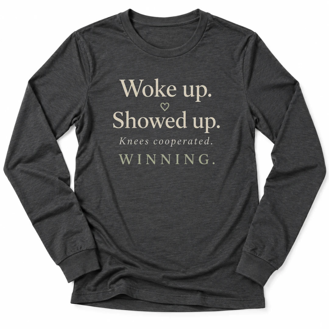 Printify Long-sleeve Dark Grey Heather / S Knees Winning Soft Long Sleeve