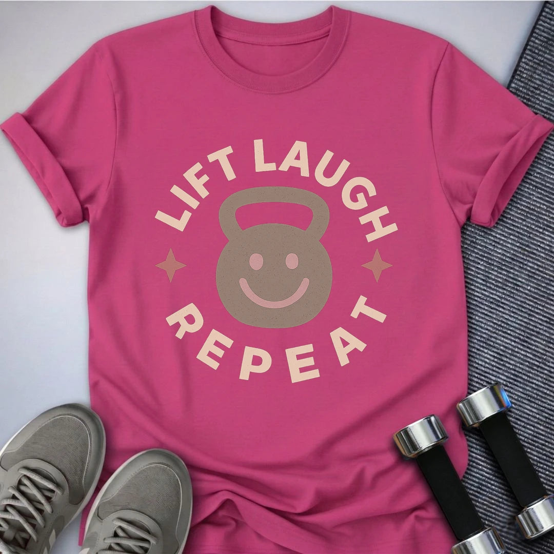 Printify T-Shirt Berry / S Lift Laugh Repeat T-Shirt