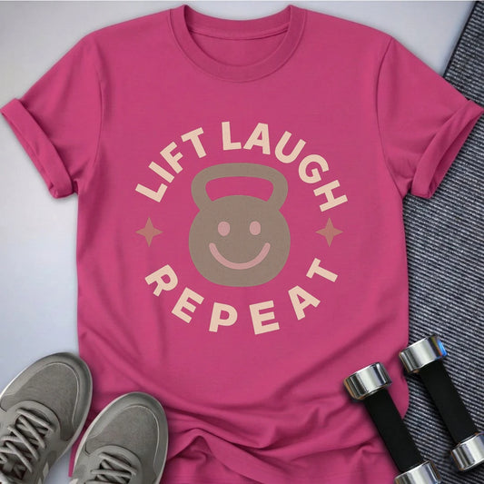 Printify T-Shirt Berry / S Lift Laugh Repeat T-Shirt