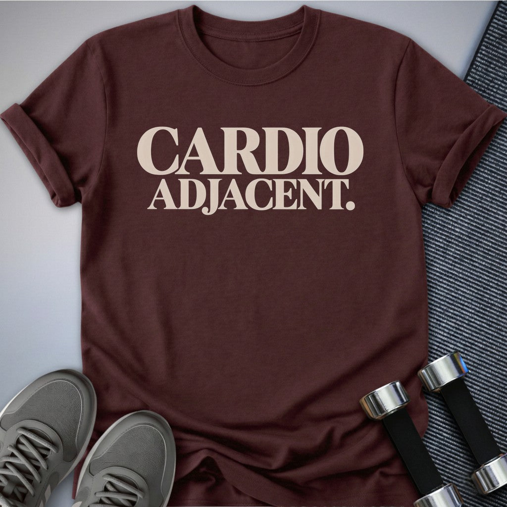Printify T-Shirt Maroon / S Cardio Adjacent T-Shirt