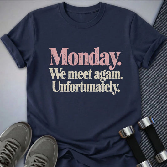 Printify T-Shirt Navy / S Monday Again Unfortunately T-Shirt
