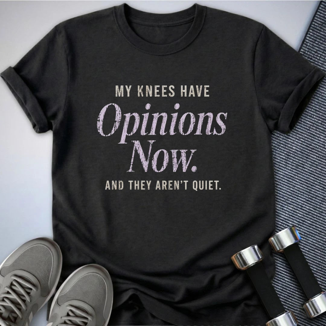 Printify T-Shirt S / Dark Grey Heather My Knees Have Opinions T-Shirt