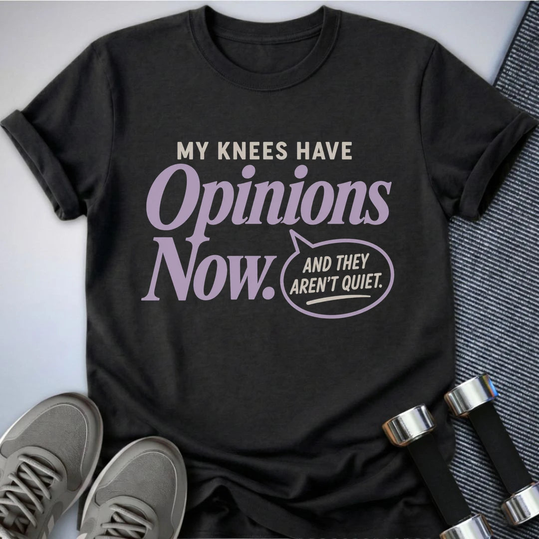 Printify T-Shirt S / Dark Grey Heather My Knees Have Opinions T-Shirt
