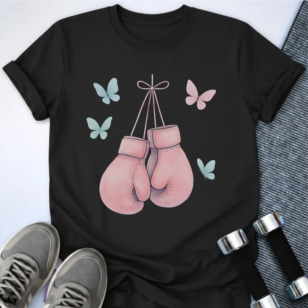Printify T-Shirt Black / S Pink boxing gloves T-Shirt