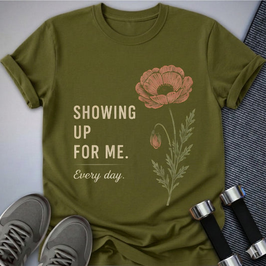 Printify T-Shirt Olive / S Showing Up Cute