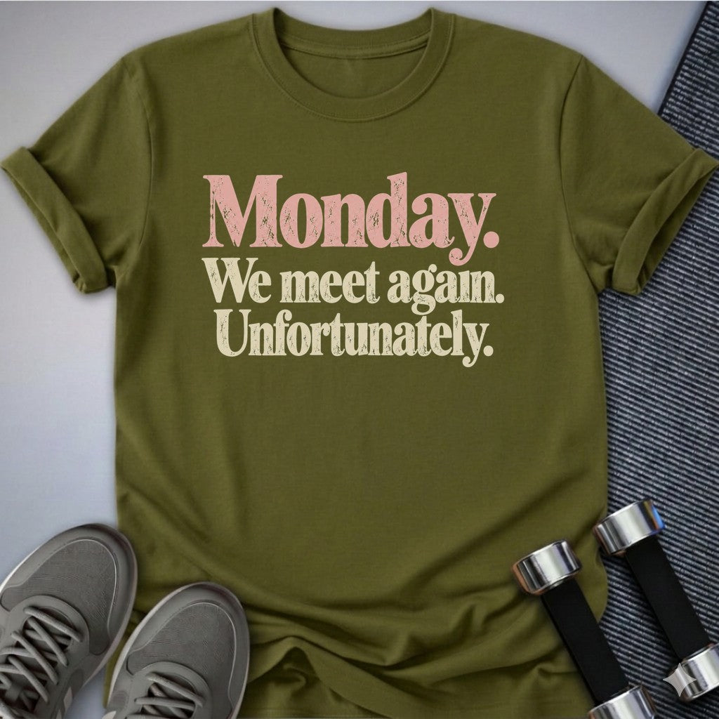 Printify T-Shirt Olive / S Monday Again Unfortunately T-Shirt