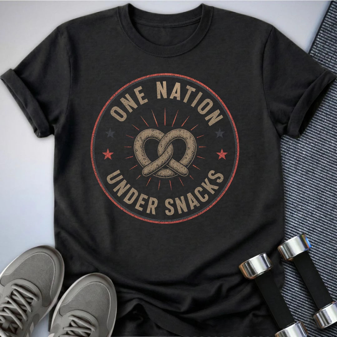 Printify T-Shirt S / Dark Grey Heather One Nation & Snacks T-Shirt