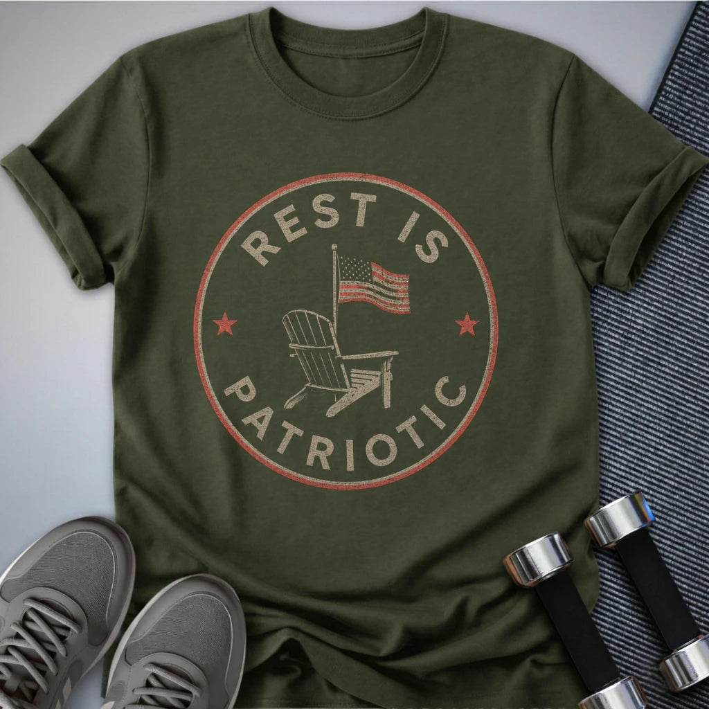 Printify T-Shirt S / Military Green Patriotic Rest T-Shirt