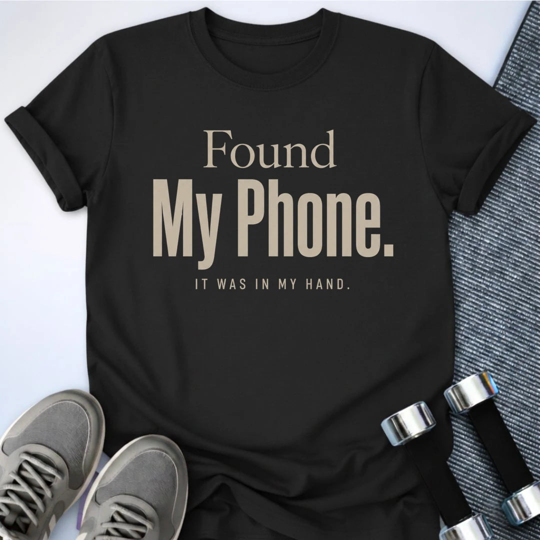 Printify T-Shirt S / Black Phone In Hand T-Shirt