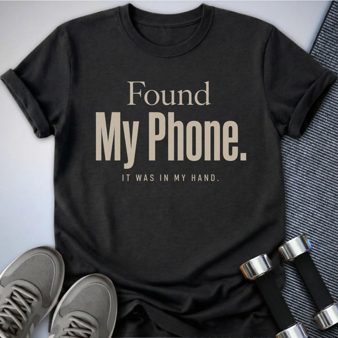 Printify T-Shirt S / Dark Grey Heather Phone In Hand T-Shirt