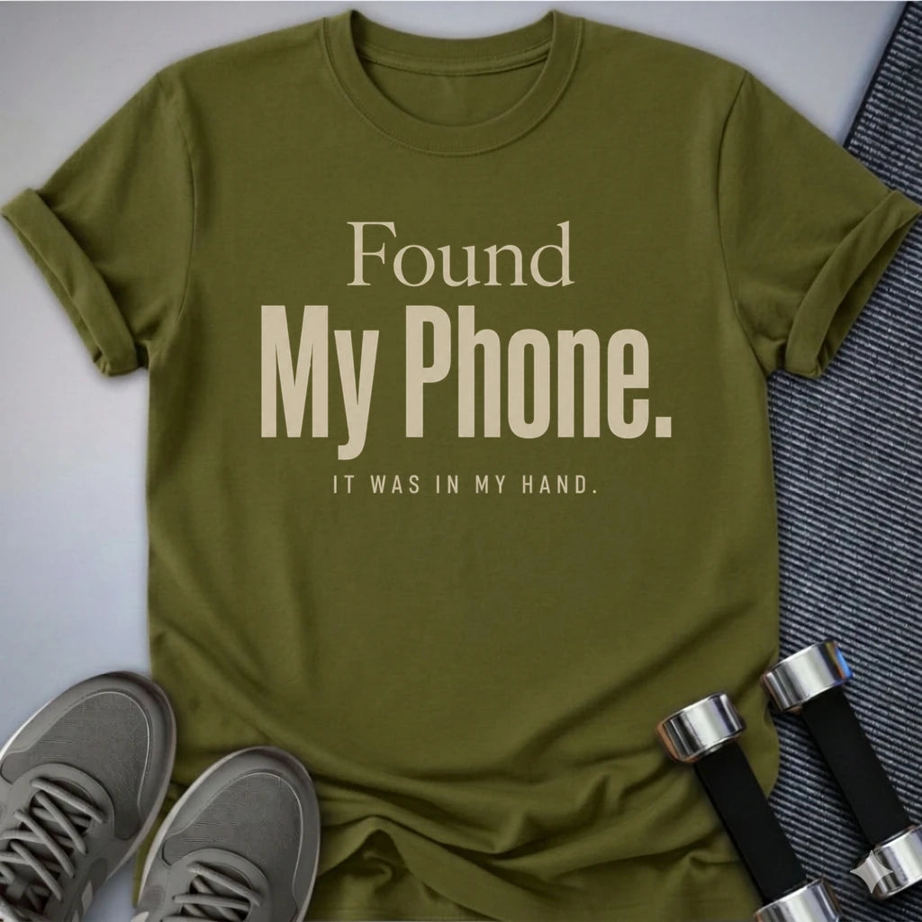 Printify T-Shirt S / Olive Phone In Hand T-Shirt