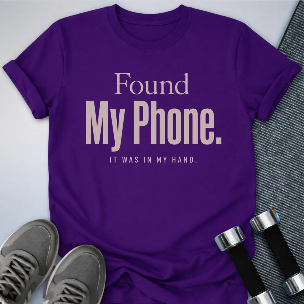 Printify T-Shirt S / Team Purple Phone In Hand T-Shirt
