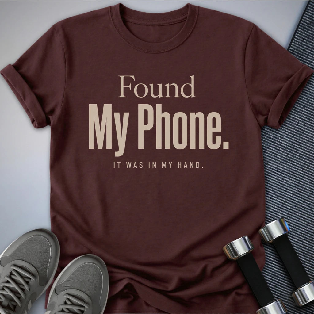 Printify T-Shirt S / Maroon Phone In Hand T-Shirt