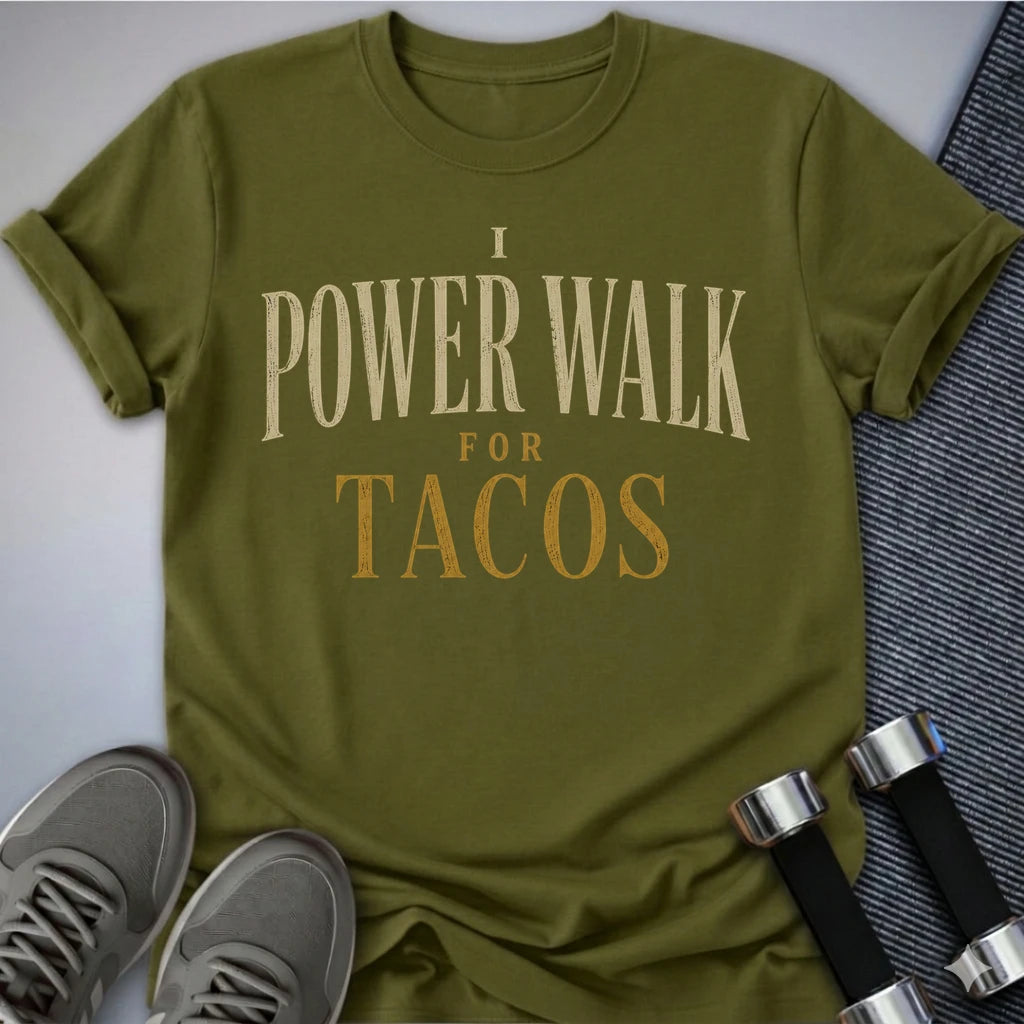 Printify T-Shirt S / Olive Power Walk for Tacos T-Shirt