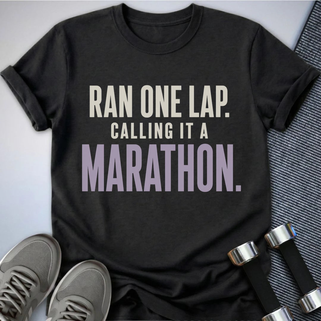 Printify T-Shirt S / Dark Grey Heather Ran One Lap T-Shirt