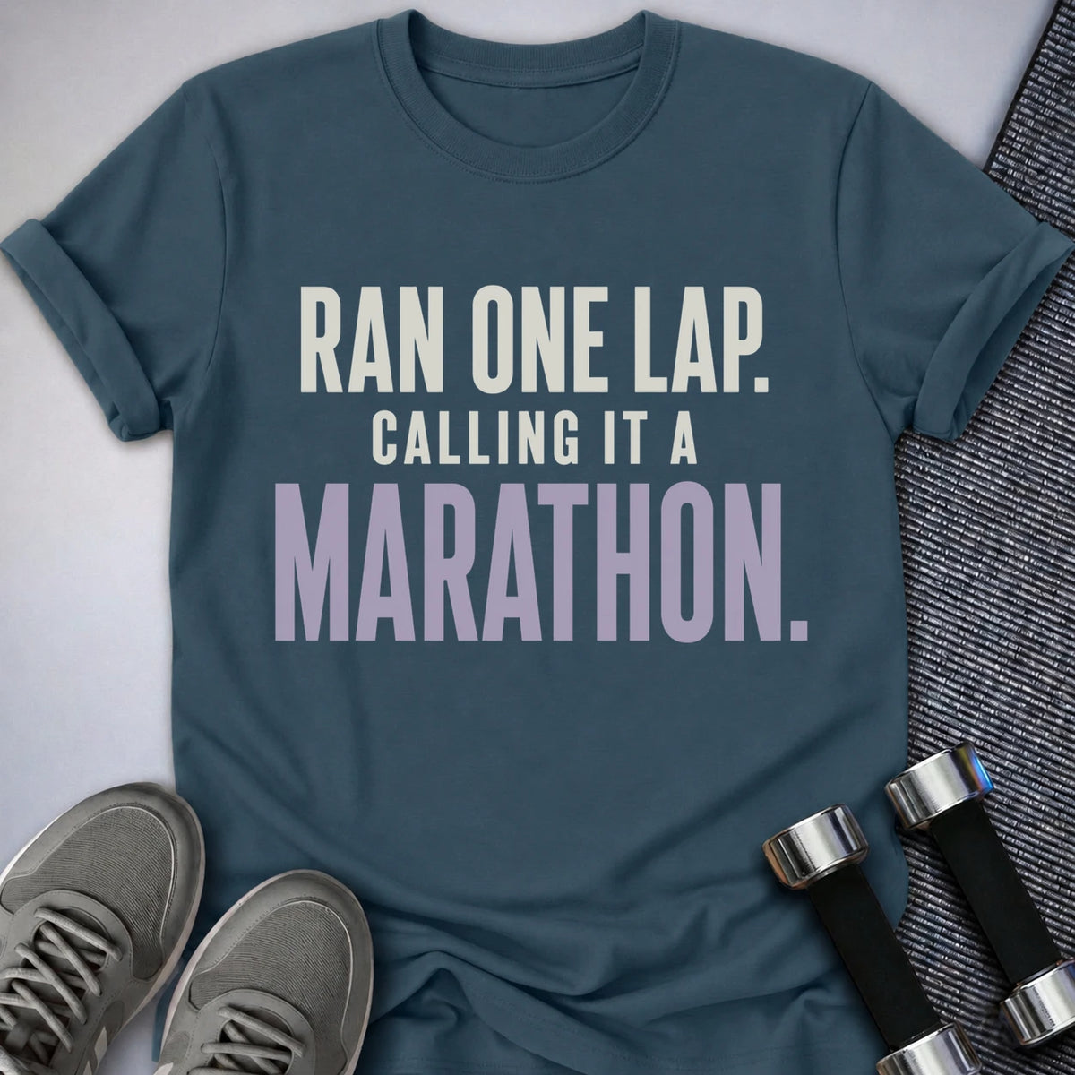 Printify T-Shirt S / Deep Teal Ran One Lap T-Shirt
