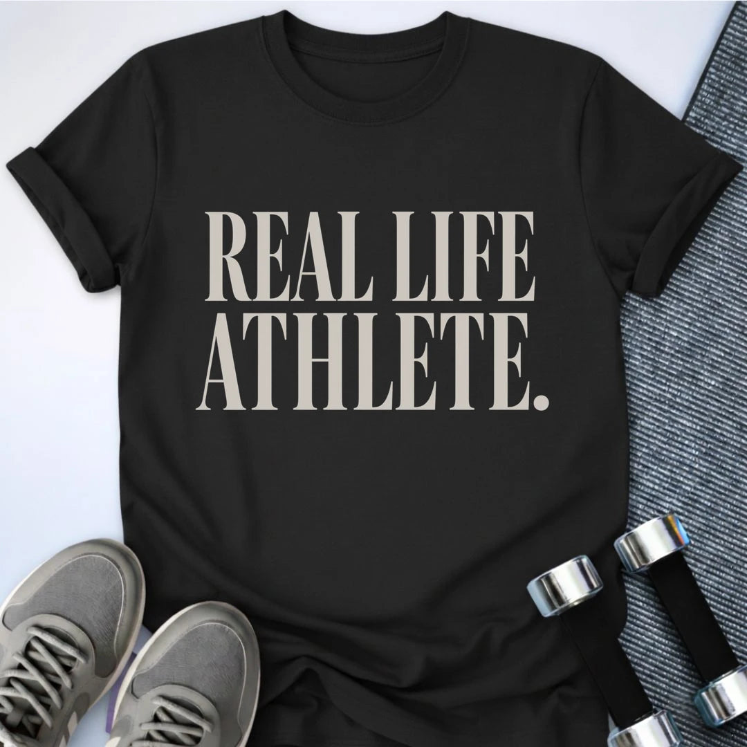 Printify T-Shirt S / Black Real Life Athlete T-Shirt