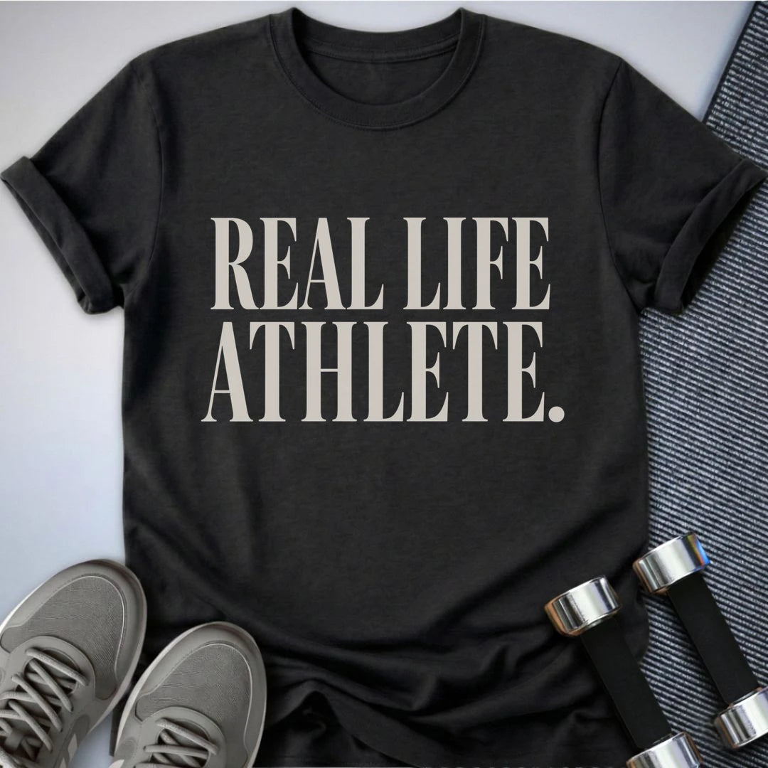 Printify T-Shirt S / Dark Grey Heather Real Life Athlete T-Shirt