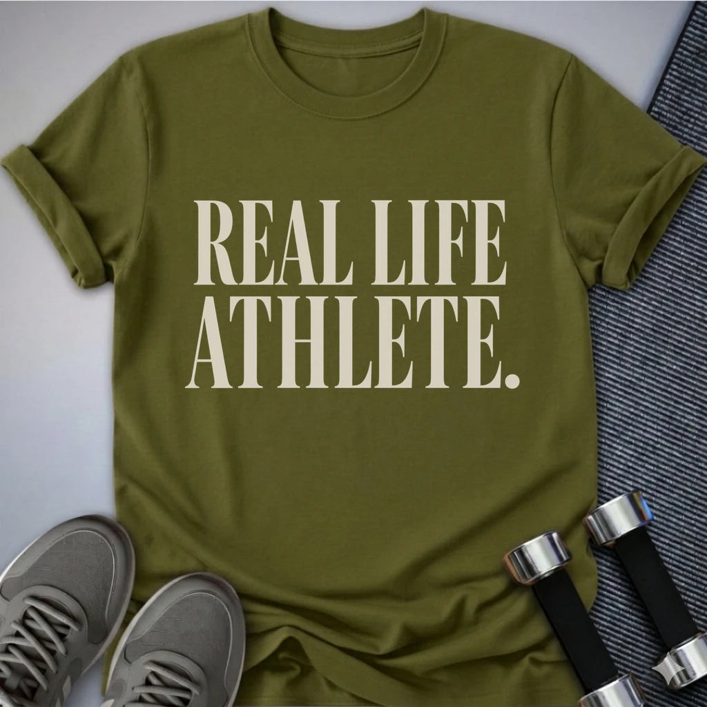 Printify T-Shirt S / Olive Real Life Athlete T-Shirt