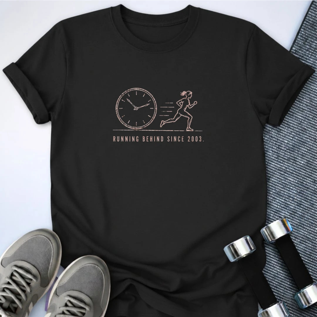 Printify T-Shirt S / Black Running Behind T-Shirt