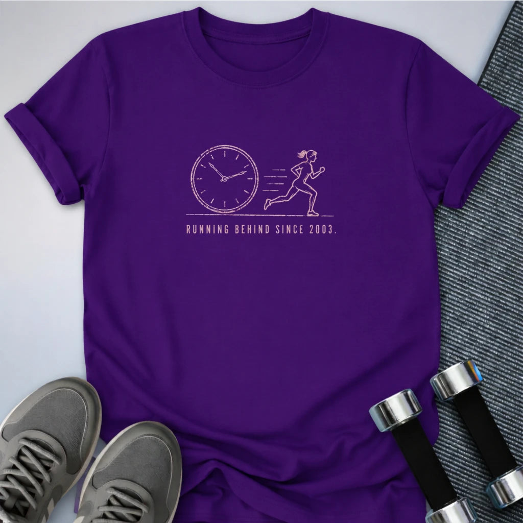 Printify T-Shirt S / Team Purple Running Behind T-Shirt