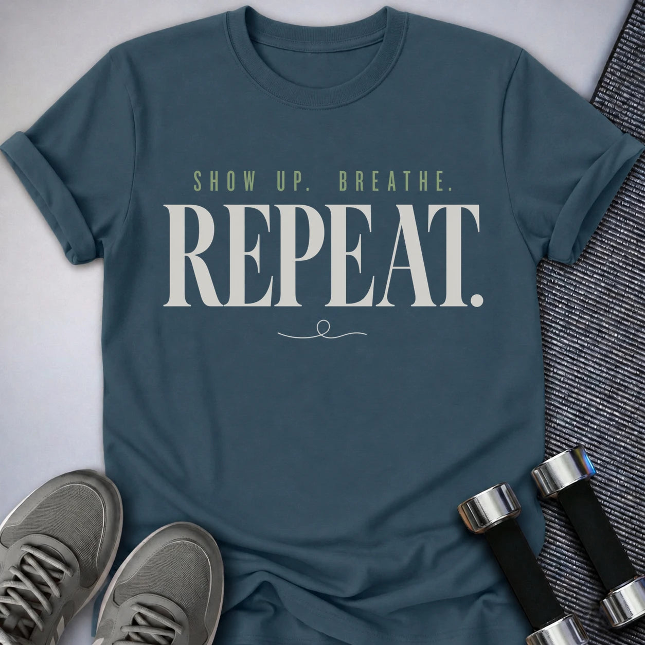 Printify T-Shirt S / Deep Teal Show Up Breathe T-Shirt