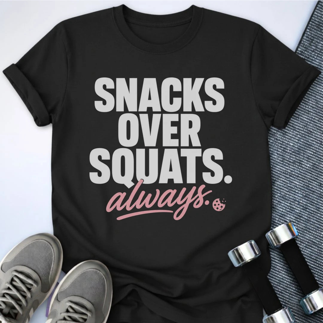 Printify T-Shirt S / Black Snacks Over Squats T-Shirt