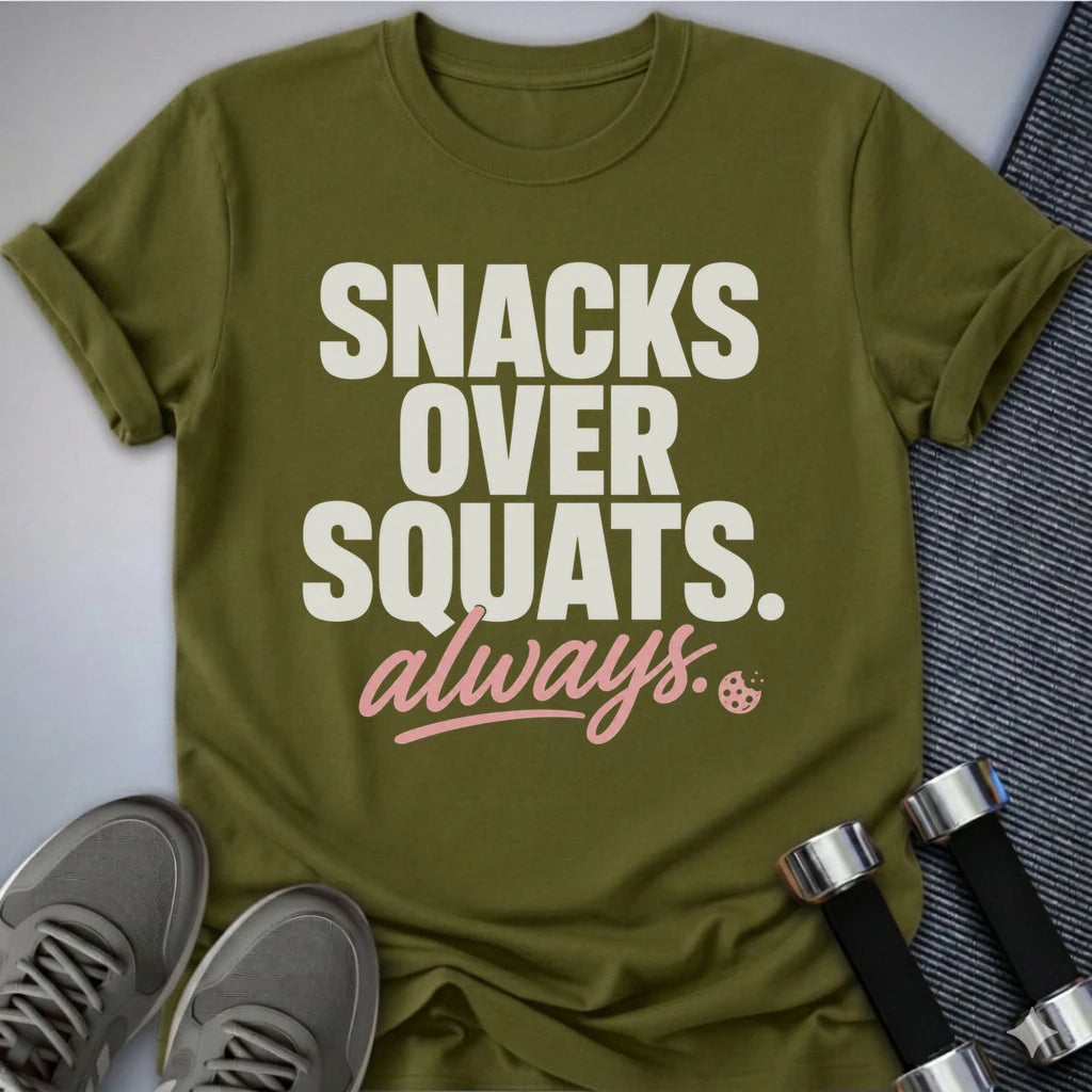 Printify T-Shirt S / Olive Snacks Over Squats T-Shirt