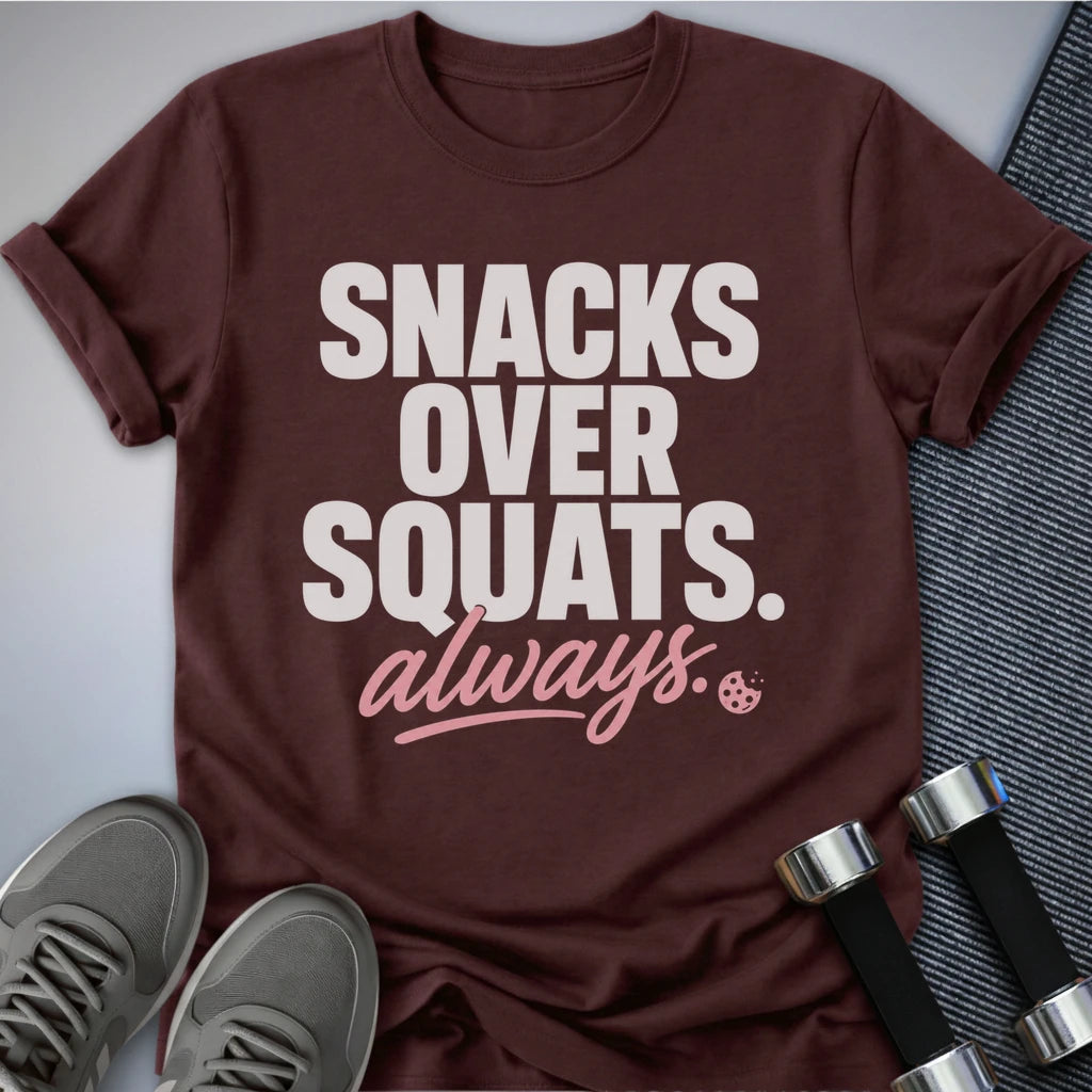 Printify T-Shirt S / Maroon Snacks Over Squats T-Shirt