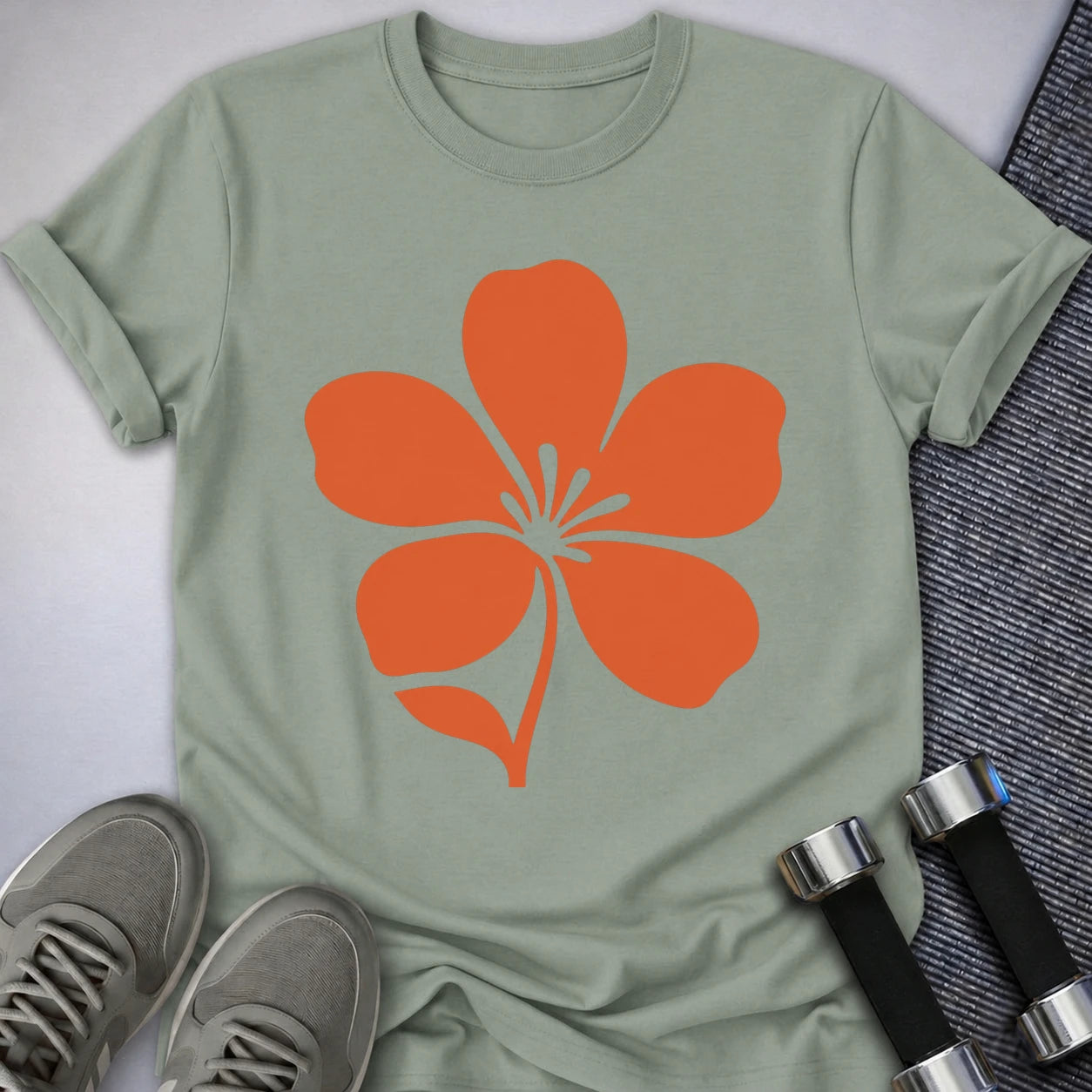 Printify T-Shirt S / Sage Soft Strenght Floral T-Shirt