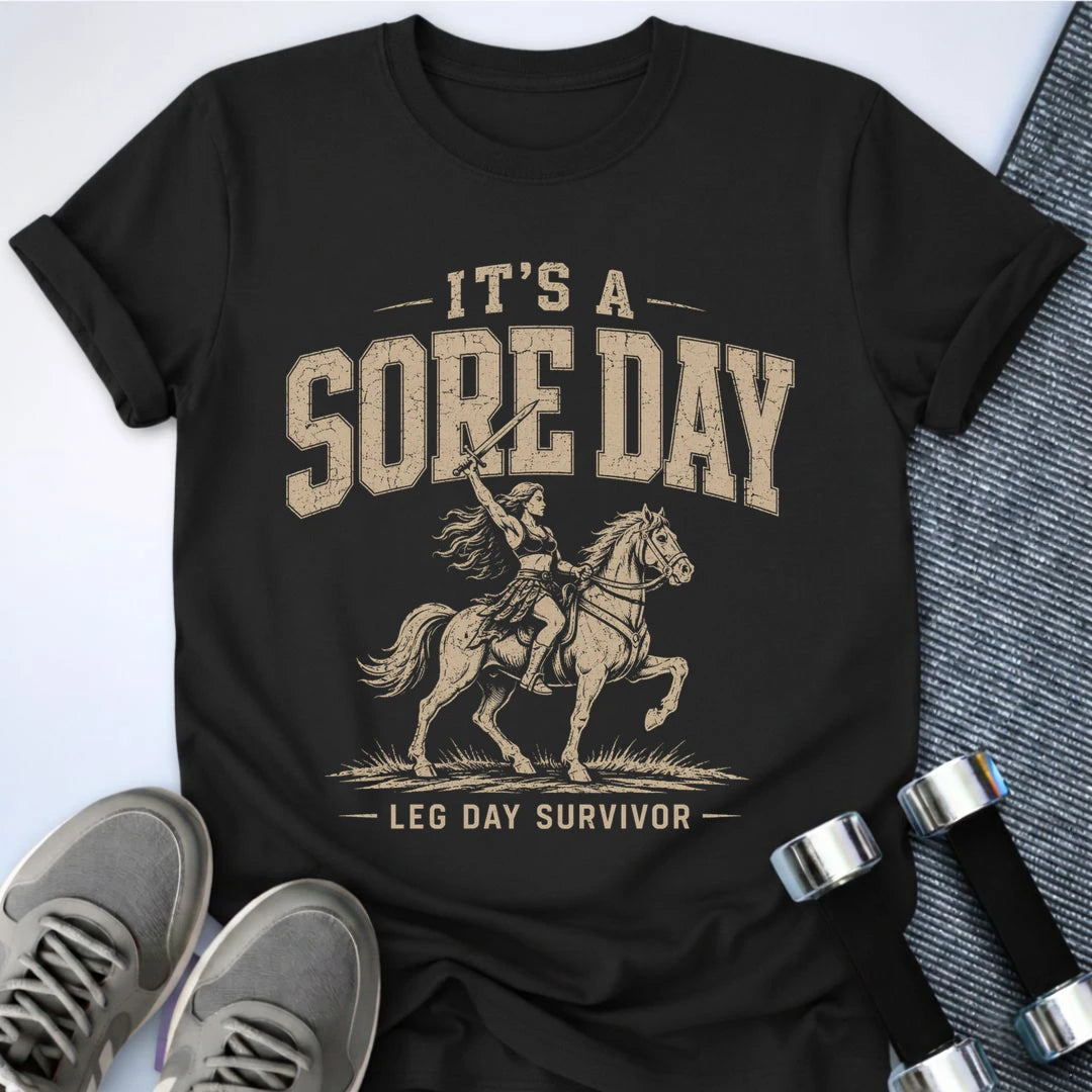 Printify T-Shirt S / Black Sore Leg Day T-Shirt