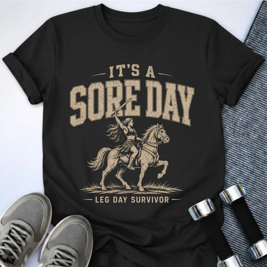 Printify T-Shirt S / Black Sore Leg Day T-Shirt