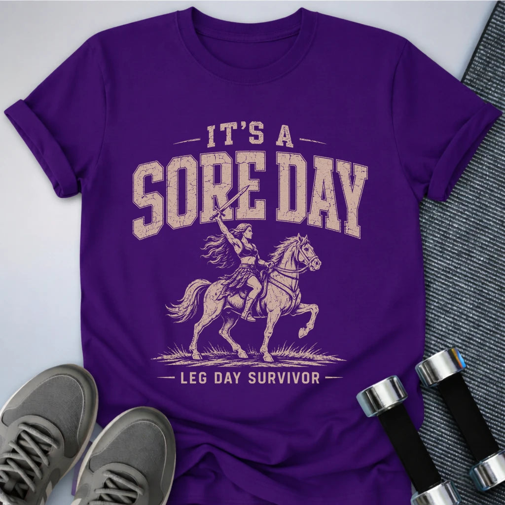 Printify T-Shirt S / Team Purple Sore Leg Day T-Shirt