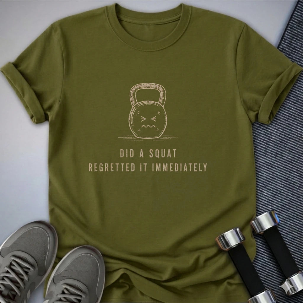 Printify T-Shirt S / Olive Squats and Regrets T-Shirt
