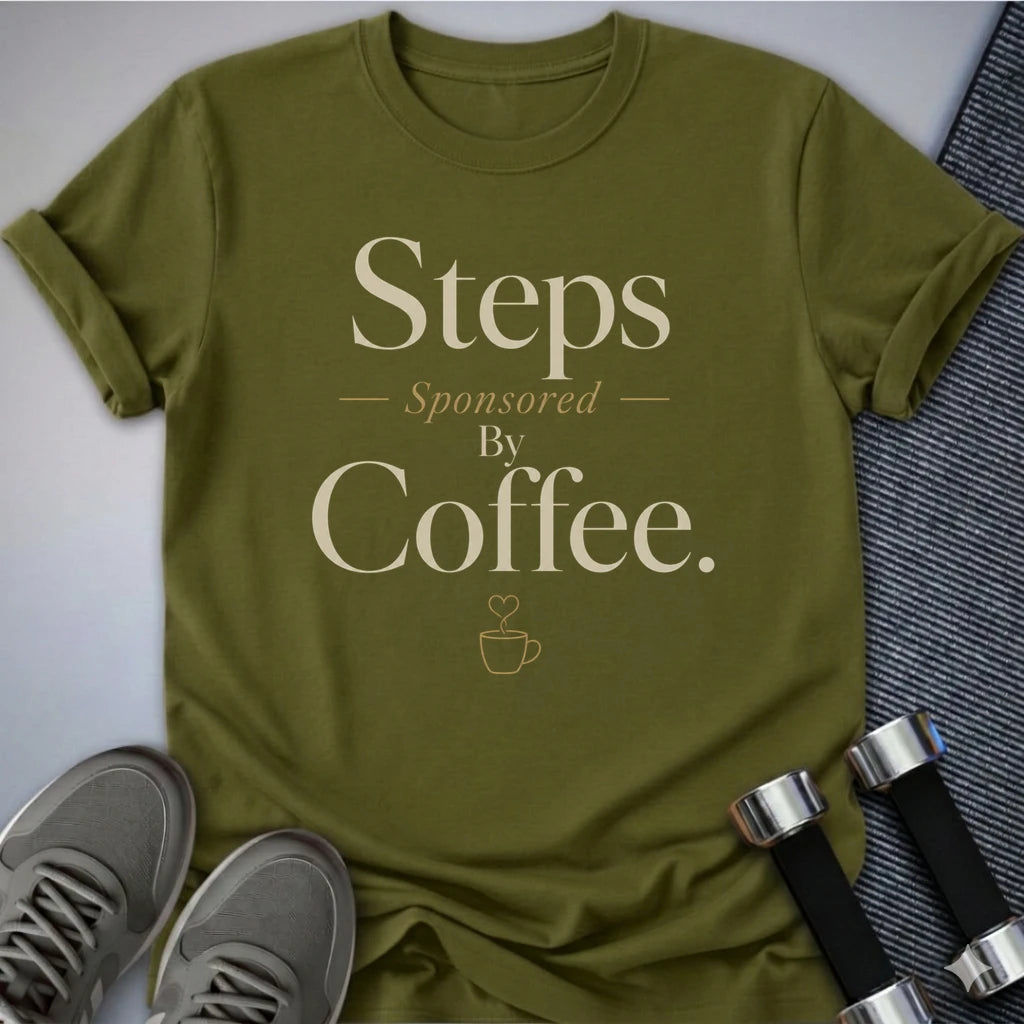 Printify T-Shirt S / Olive Steps by Coffee T-Shirt