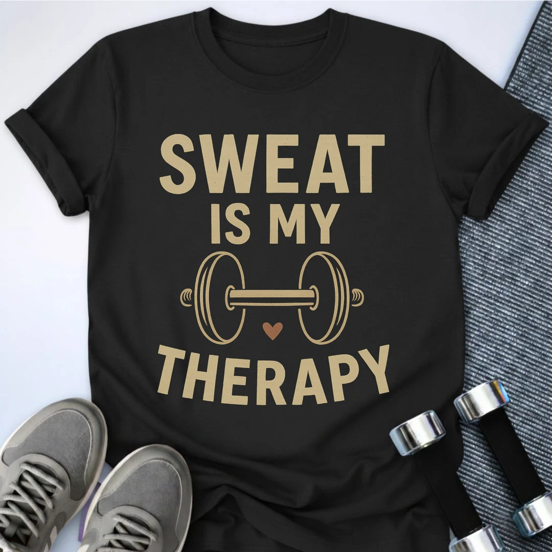 Printify T-Shirt Black / S Sweating = Therapy T-Shirt