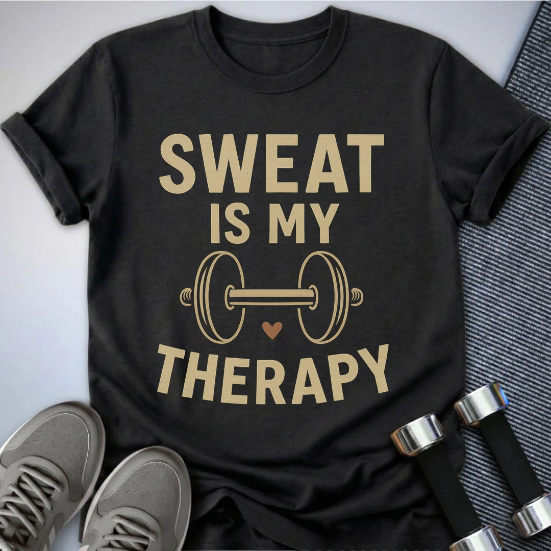 Printify T-Shirt Dark Grey Heather / S Sweating = Therapy T-Shirt