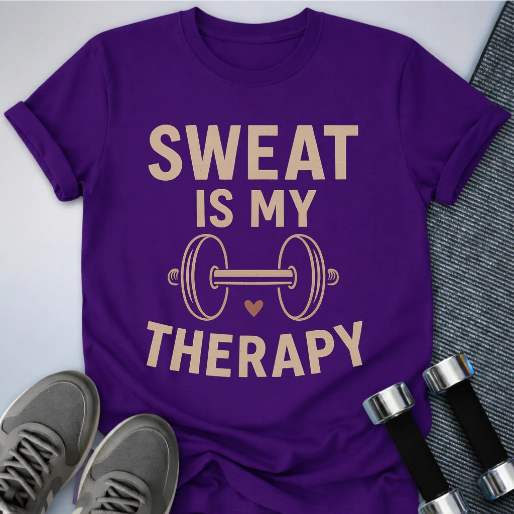 Printify T-Shirt Team Purple / S Sweating = Therapy T-Shirt