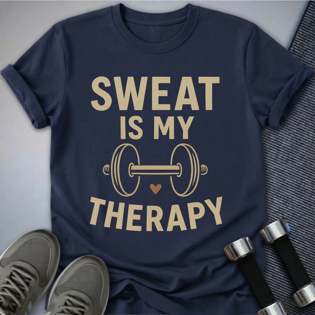 Printify T-Shirt Navy / S Sweating = Therapy T-Shirt