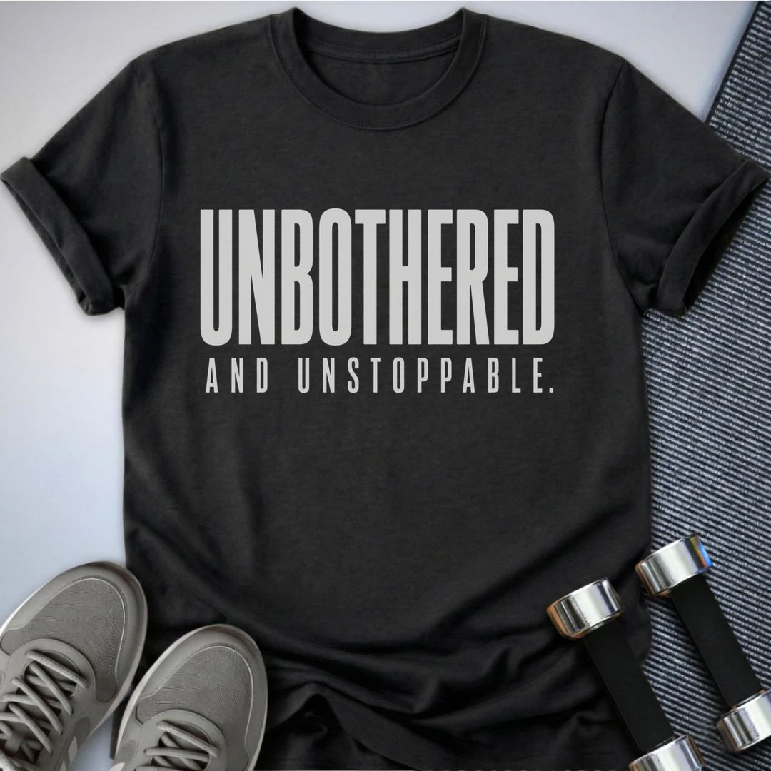 Printify T-Shirt S / Dark Grey Heather Unbothered & Unstoppable T-Shirt
