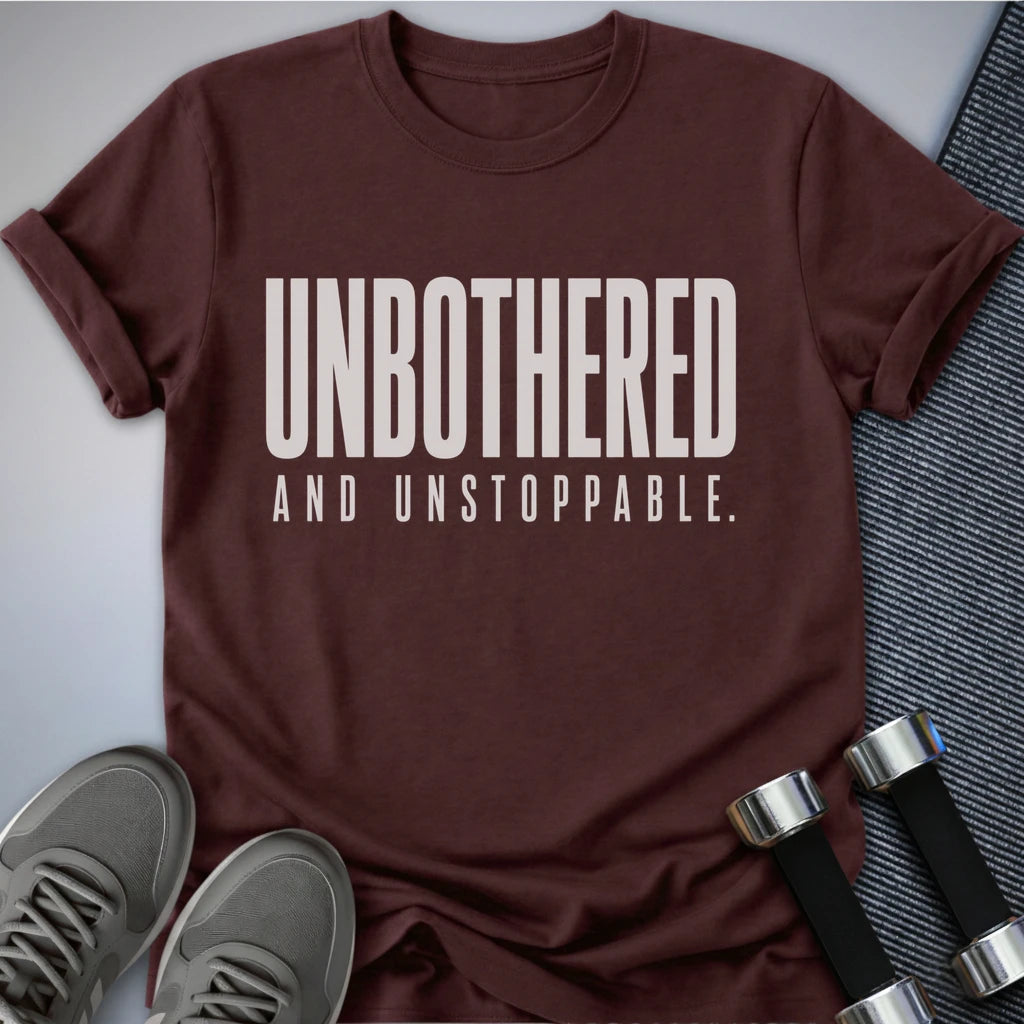 Printify T-Shirt S / Maroon Unbothered & Unstoppable T-Shirt
