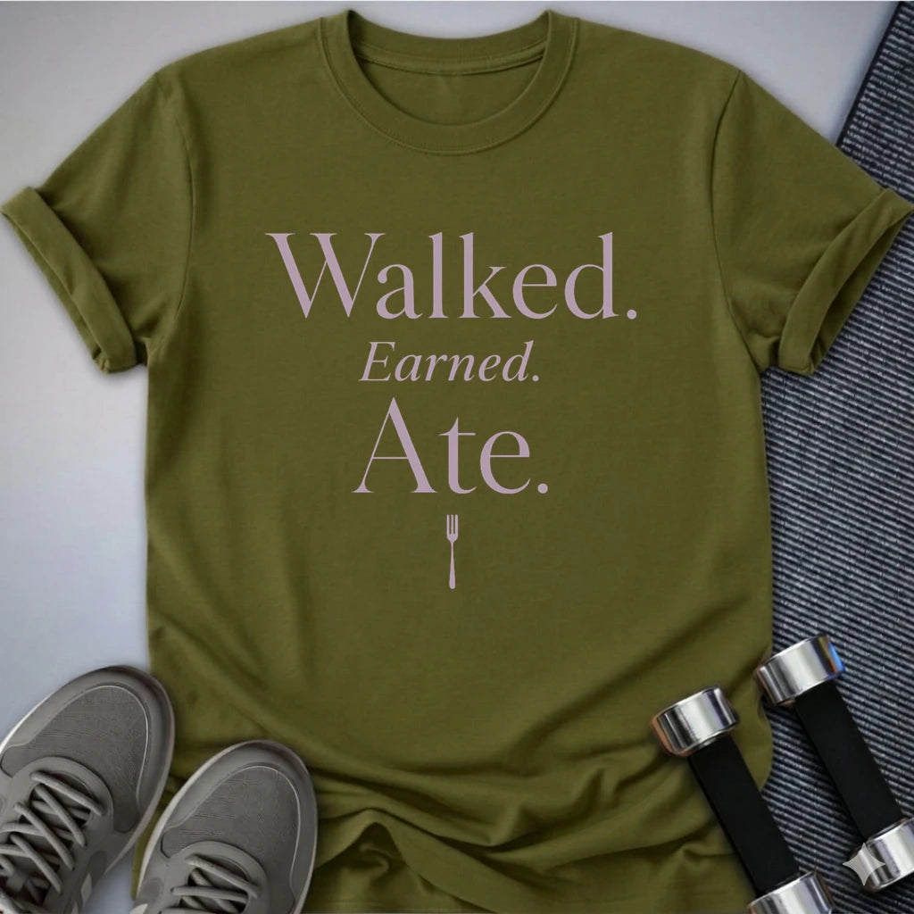 Printify T-Shirt S / Olive Walk to Eat T-Shirt