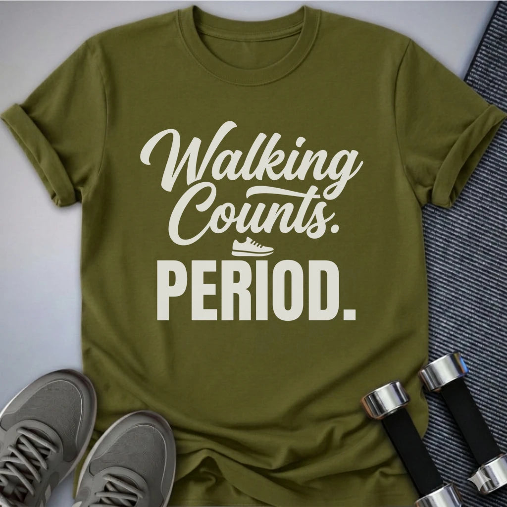 Printify T-Shirt XS / Olive Walking Counts Period T-Shirt