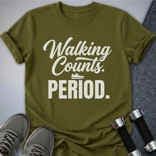 Printify T-Shirt XS / Olive Walking Counts Period T-Shirt