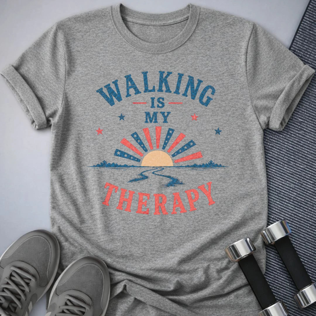 Printify T-Shirt S / Athletic Heather Walking Therapy 4th T-Shirt