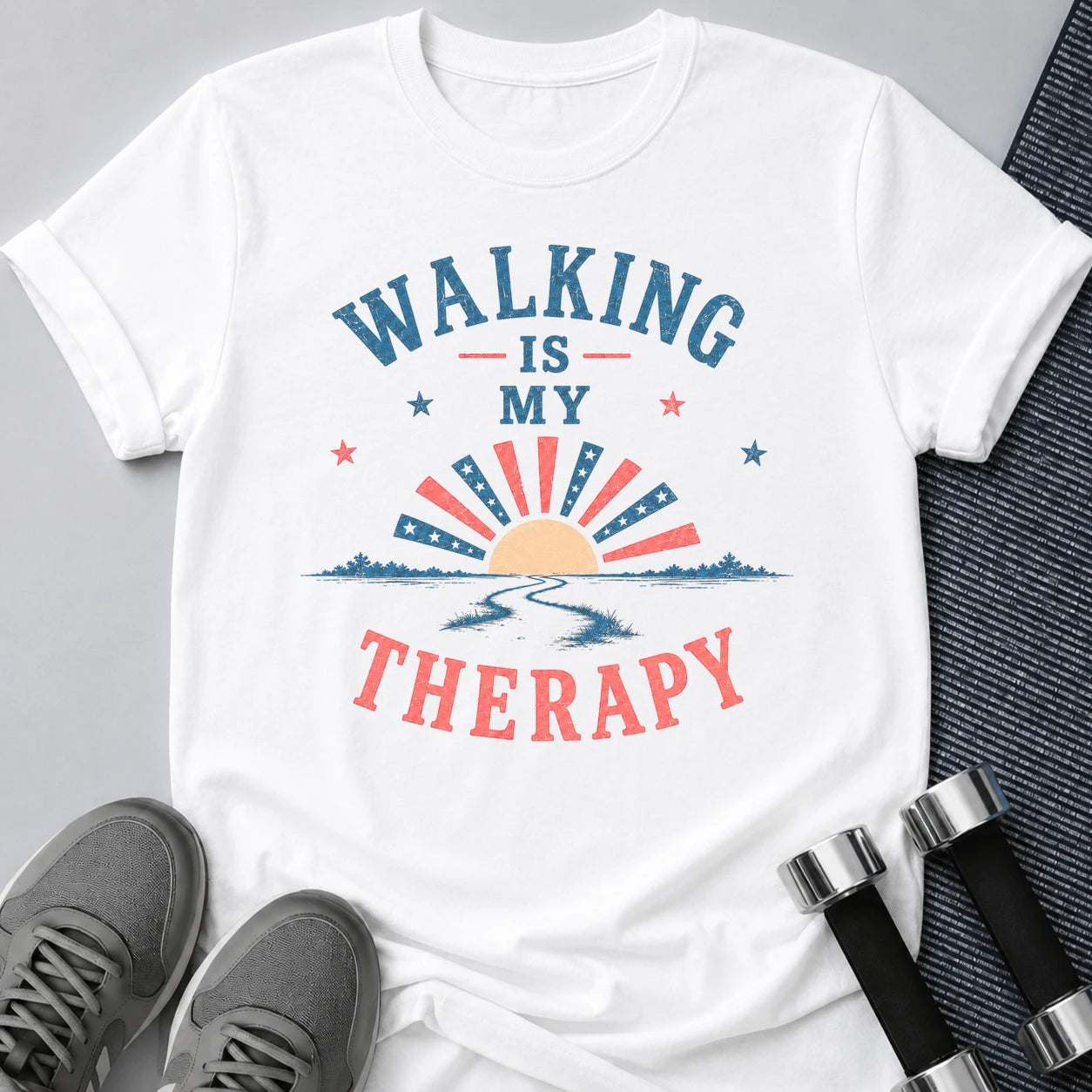 Printify T-Shirt S / White Walking Therapy 4th T-Shirt