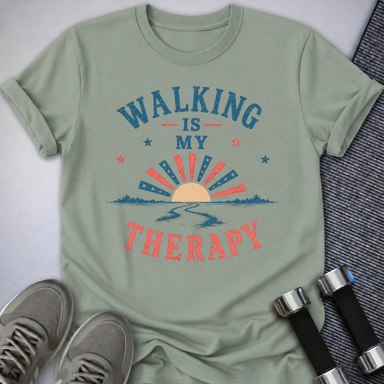 Printify T-Shirt S / Sage Walking Therapy 4th T-Shirt
