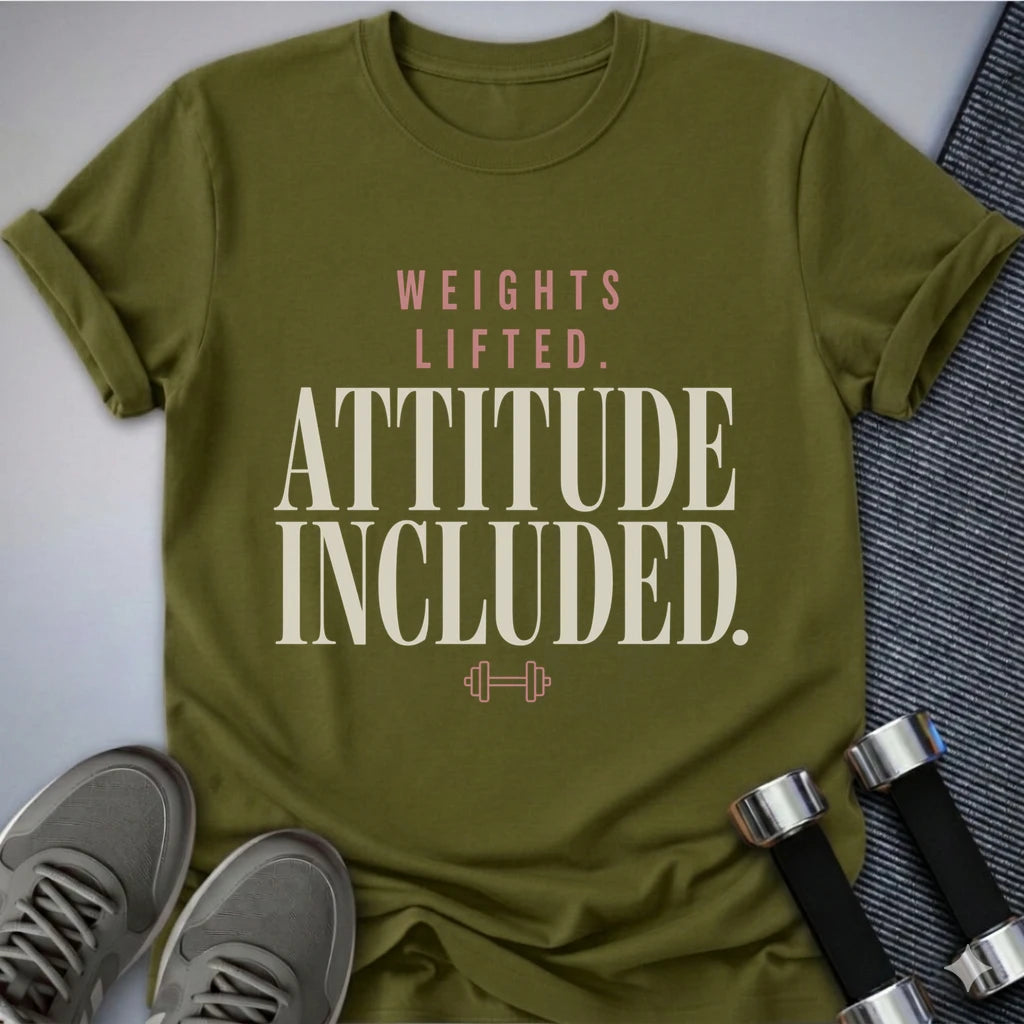 Printify T-Shirt S / Olive Weighted Attitude T-Shirt