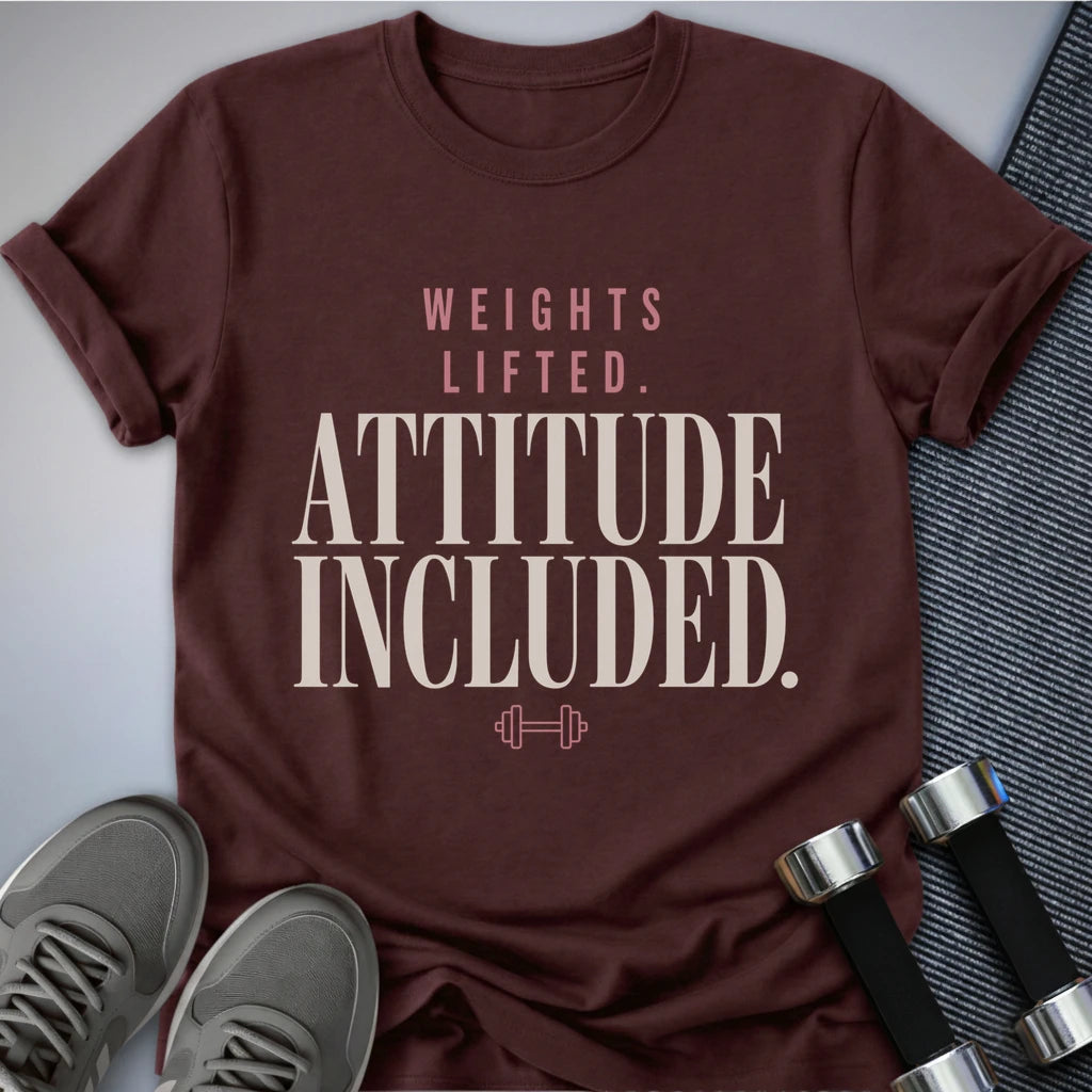 Printify T-Shirt S / Maroon Weighted Attitude T-Shirt
